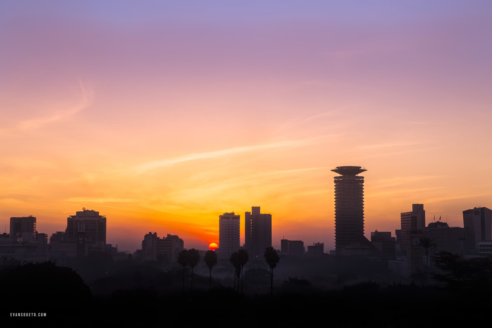 Nairobi CBD skyline at sunset